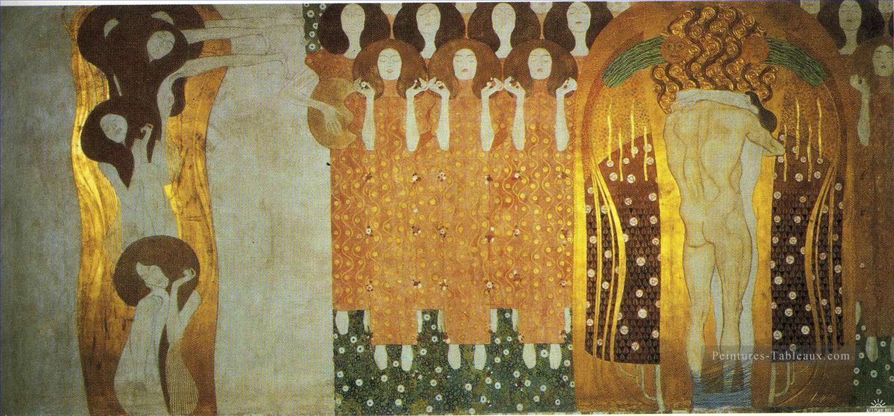 La frise de Beethoven Le désir de bonheur trouve le repos dans la poésie Gustav Klimt Peintures à l'huile